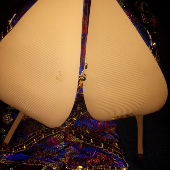 AZALEA WANG "THE HIGH  STEPPER BRIGADE" BLUE BAROCADE EMBELLISHED BOOT(BRAND NEW - Picture 7 of 8